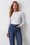 Women's Ecru Crew Neck Long Sleeve Blouse Alc-X15600