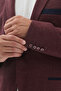 Angelos Men's Burgundy Cotton Blended Flexible Fabric Dobby Mono Collar Sport Slim Fit Blazer Jacket - 5