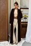 Belted Soft Plush Textured Shawl Long Maxi Cardigan 15206 - Brown