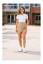 Elastic Waist Gabardine Girls' School Shorts Skirt - Beige - 4