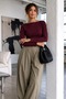 Women's Gabardine Cotton Casual Burgundy Blouse - 2