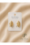 Xuping Fan Shape Stone Detailed Gold Earrings