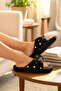 Women's Sequin Detailed Slippers. Plush House Slippers with Bow - 2