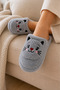 Caty Gray Plush Cat Figured Closed Toe Non-Slip Winter Warm Comfortable Women's Home Bundle Dowry Slippers - 2