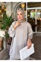 Modal Fabric Oversize Hijab Pants Set Beige - 4