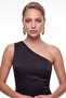 Women's Black One-Shoulder Draped Long Formal Dress - 4