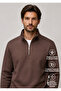 Runi Basic Regular Fit Cotton Winter Sweatshirt Brown