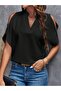 Women's Collared Off Shoulder Short Sleeve Elegant Blouse - 4