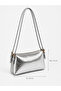 Women's Double Strap Zippered Shoulder Bag - Silver - 2