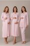 Women's Powder Lace Long Sleeve Maternity Pajama Nightgown Set with Easy Breastfeeding Feature - 3