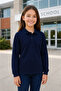 Navy Blue Long Sleeve Children's School Polo Collar T-Shirt 100% Cotton Unisex Model - 3