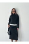 Suede Stand Collar Half-Zip Skirt Suit - 6