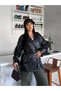 Women's Belted Leather Trench Coat
