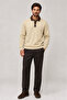 Snap Men's Regular Fit Buttoned Winter Sweatshirt Beige - 2