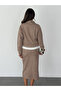 Suede Stand Collar Half-Zip Skirt Suit - 6