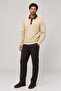 Snap Men's Regular Fit Buttoned Winter Sweatshirt Beige - 3