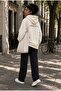 Echo Rose Women's Beige Oversize Sweatshirt Tracksuit Set Rose Printed 2-Piece Sports Set - 5