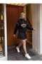 Women's Text Printed Half-Zip Oversize Sweatshirt 2 Yarns Without Piping New Season - 3