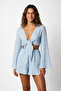 Textured Baby Blue Crop-Shorts Set