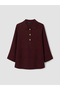 Lcw Studio Burgundy Shirt Collar Buttoned Women's Tunic - 5