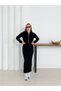 Women's 2-Piece Winter Dress Set Strappy Stretchy Knitwear Long Dress 3 Yarns Ruched Hooded Double Pocket Crop Cardigan - 9