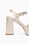 Women's Beige Satin Platform Heeled Shoes - 4
