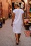 White Pool Collar Low Sleeve Pocketed Robe and Casual Muslin Woven Dress with Embroidery on the Sides 95 55 - 3
