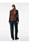 Viscose Blended Long Sleeve Faux Leather Collar Detailed Slim Fit Jacket - 5