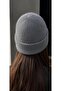 Women's Soft Textured Plush Winter Ribbon Patterned Beanie Dark Gray - 2