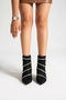 Women's Suede Thin Heeled Boots with Crystal Stone Detail and Pointed Toe Stylish Boots - 3