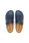 Mc406 Navy Blue Genuine Leather Cork Sole Single Buckle Unisex Orthopedic Sabo Slippers - 6