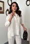 Ecru hand-embroidered shirt and pants set - 3