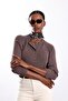 Brown Button Detailed Mercerized Knitwear 19082 - 2