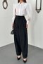 Black pleated atlas trousers - 3