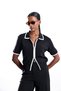 Black Piping Detailed Short Sleeve Knitwear 14999 - 5