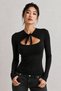 Women's Tie Detail Low-Cut Collar Long Sleeve Stretchy Fabric Casual Stylish Blouse