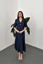Navy Blue Single Button Short Jacket and Skirt Set - 2