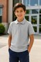 Gray Children's School Polo T-Shirt 100% Cotton Unisex Short Sleeve Breathable Casual Top - 2