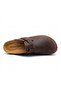 Mc406 Dark Brown Genuine Leather Cork Sole Single Buckle Unisex Orthopedic Sabo Slippers - 4