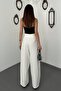 Ecru pleated atlas pants - 5