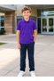 Purple 100% Cotton Unisex Kids' School Polo Collar T-Shirt – Breathable Casual Jersey - 2