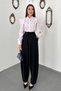 Black pleated atlas trousers