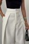 Ecru pleated atlas pants - 4