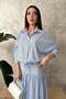Blue striped shirt with corsage and ruched skirt - 3