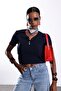 Navy Blue Corded Short Sleeve Knitwear 251333 - 4