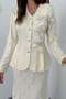 Ecru hand-embroidered jacket and skirt set - 4