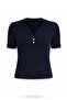 Navy Blue Corded Short Sleeve Knitwear 251333