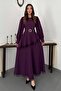 Plum asymmetric lace dress