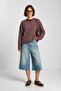 Striped Oversize Knitted Sweatshirt Lub0395 Bordo White - 2