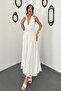 White Lace Detailed Tie-Up Dress - 2